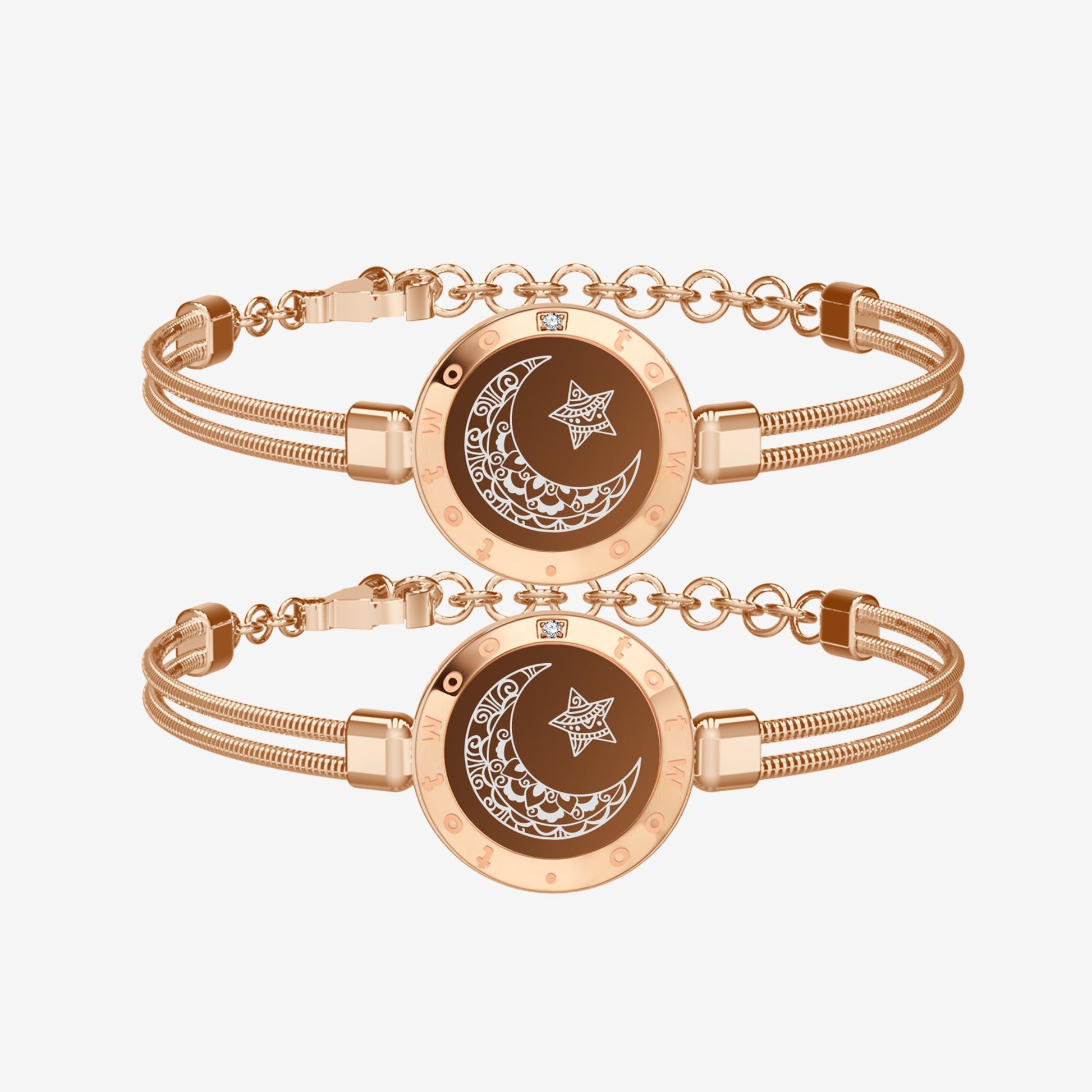Sun & Moon Touch Bracelets with Snake Chain