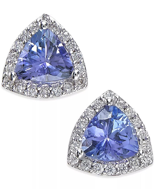 EFFYÂ® Tanzanite (3/4 Ct. T.W.) and Diamond (1/8 Ct. T.W.) Stud Earrings in 14K White Gold