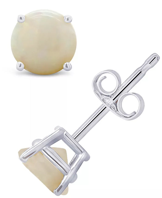 Opal (5/8 Ct. T.W.) Stud Earrings in 14K White or Yellow Gold