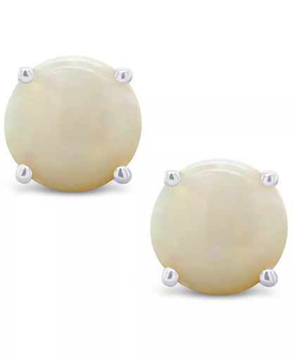 Opal (5/8 Ct. T.W.) Stud Earrings in 14K White or Yellow Gold