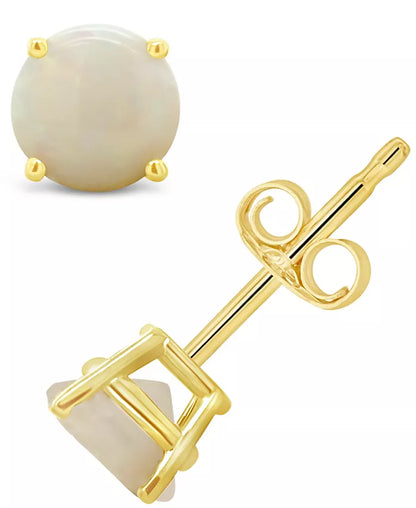 Opal (5/8 Ct. T.W.) Stud Earrings in 14K White or Yellow Gold
