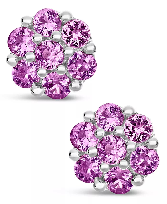 Pink Sapphire (1-1/4 Ct. T.W.) Stud Earrings in Sterling Silver