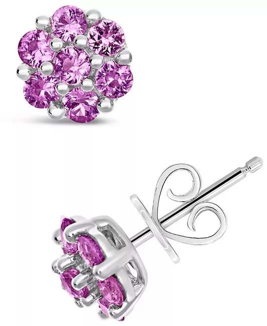 Pink Sapphire (1-1/4 Ct. T.W.) Stud Earrings in Sterling Silver