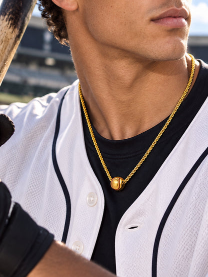 14K Gold-Plated Stainless Steel Baseball Pendant Necklace