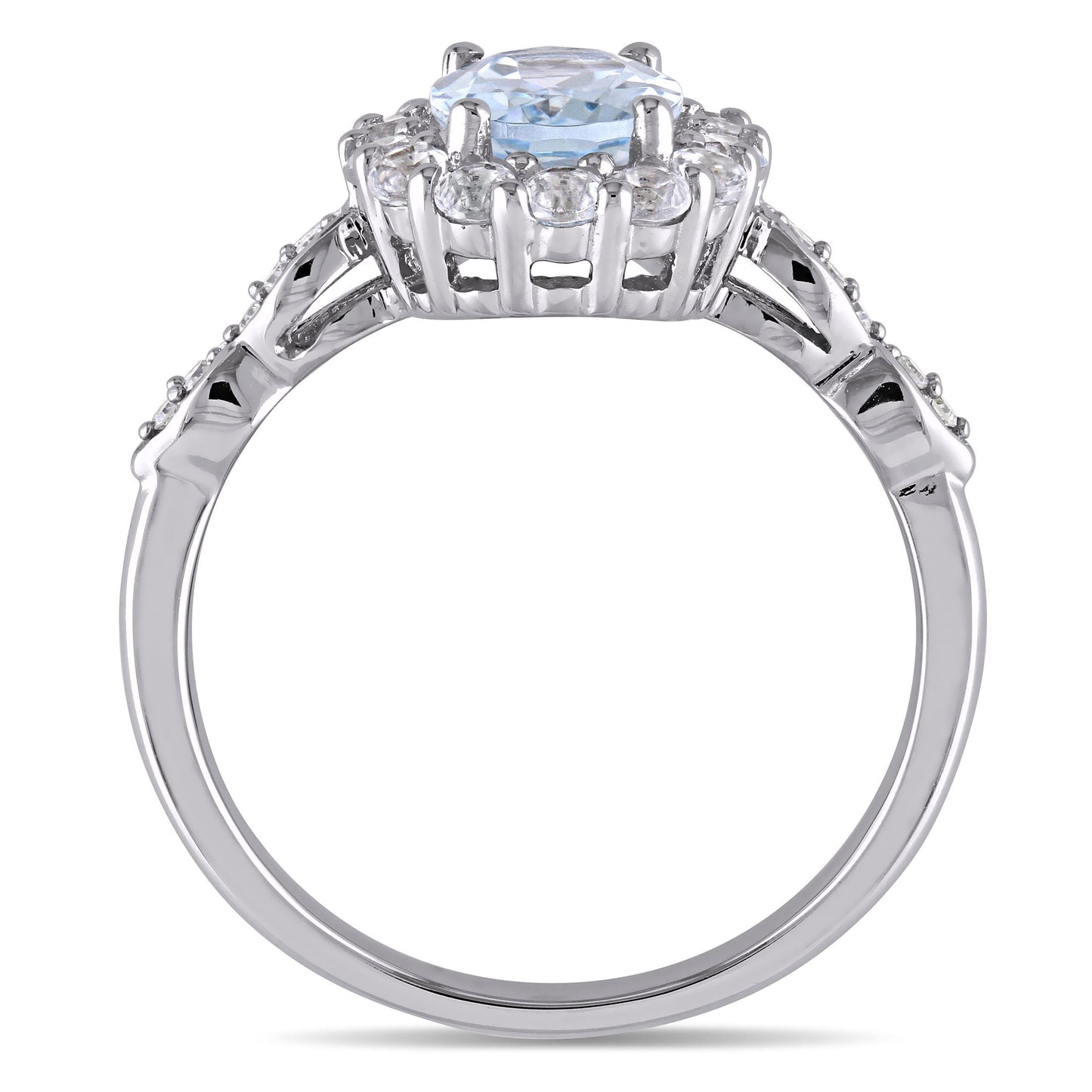 Women'S Aquamarine and Topaz 14K White Gold Ring