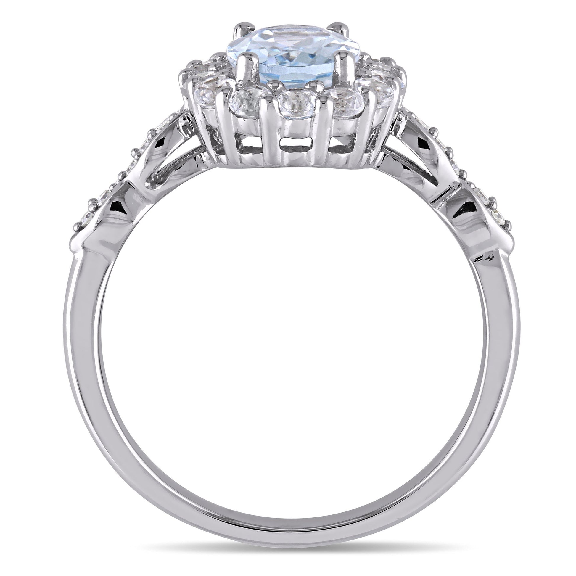 Women'S Aquamarine and Topaz 14K White Gold Ring
