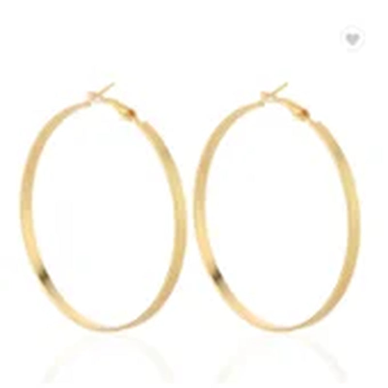 18K Gold Plated Large Hoop Earring with Omega Closure
