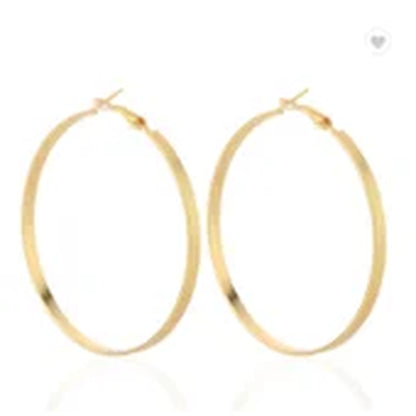 18K Gold Plated Large Hoop Earring with Omega Closure