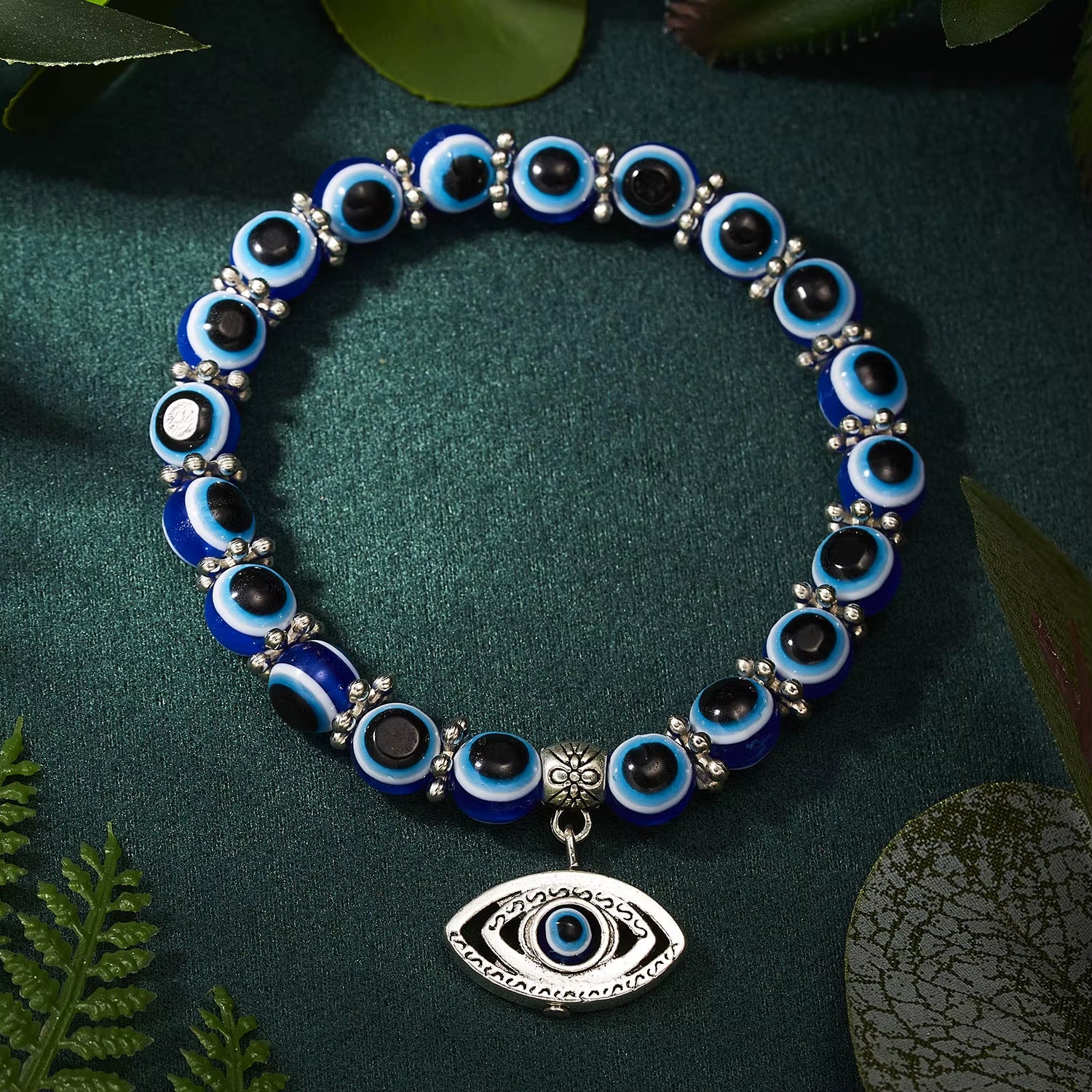 Classic Turkish Lucky Evil Eye Bracelets for Men Women Blue Evil Eye Palm Butterfly Pendant Beads Bangles Handmade Charm Jewelry