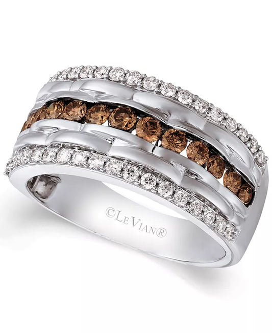 Chocolatierâ® Men'S Diamond Multi-Row Ring (1-1/3 Ct. T.W.) in 14K White Gold