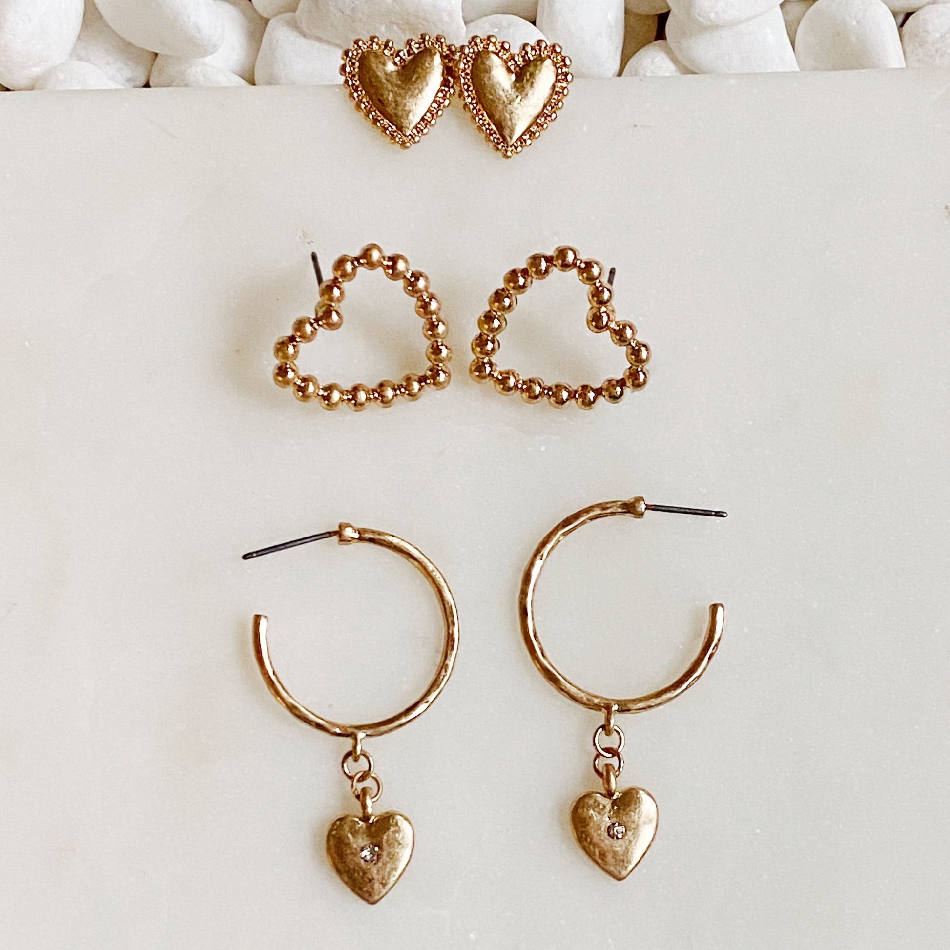 Perfect Heart Earrings Set of 3