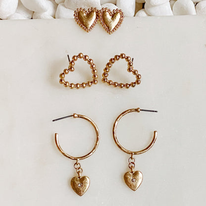 Perfect Heart Earrings Set of 3