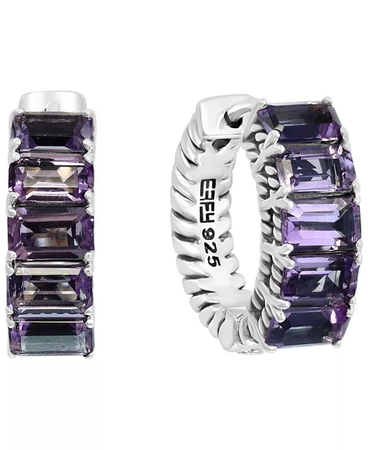 EFFYÂ® Amethyst Small Hoop Earrings (3-1/3 Ct. T.W.) in Sterling Silver, 0.57"