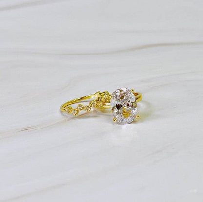 Lovely Oval Cut Solitaire Ring Set of 2