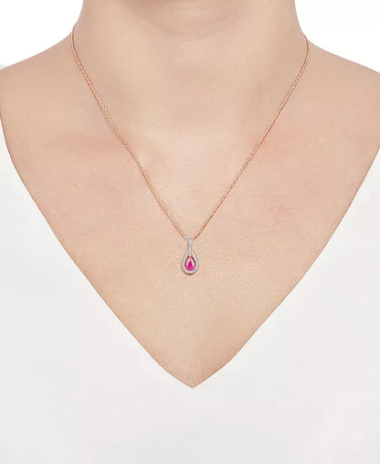2-Pc. Set Ruby (1 Ct. T.W.) & Diamond (1/20 Ct. T.W.) Pendant Necklace & Matching Drop Earrings in Sterling Silver (Also Available in Sapphire or Emerald)