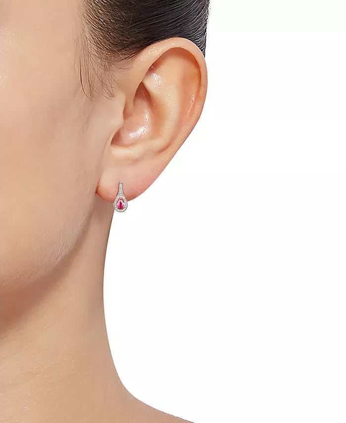 2-Pc. Set Ruby (1 Ct. T.W.) & Diamond (1/20 Ct. T.W.) Pendant Necklace & Matching Drop Earrings in Sterling Silver (Also Available in Sapphire or Emerald)