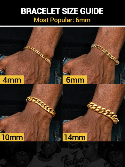 Gold Plated Bracelet for Men Chunky Cuban Bracelet 10MM 8.3 Inch Chain Bracelet Stainless Steel Gift for Him
