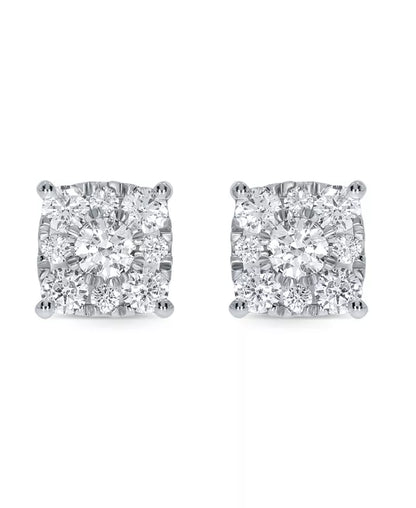 Diamond Square Cluster Stud Earrings (2 Ct. T.W.)