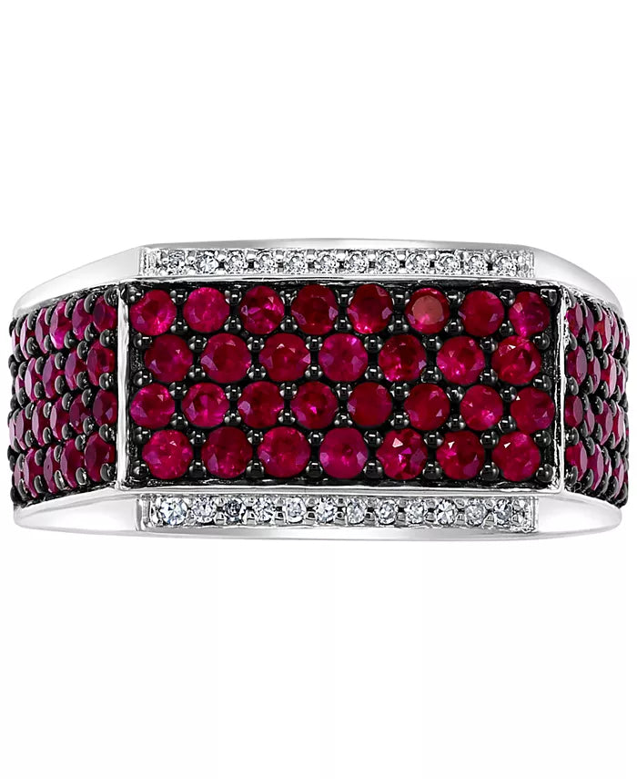 EFFYÂ® Men'S Ruby (2-1/2 Ct. T.W.) & Diamond (1/10 Ct. T.W.) Ring in Sterling Silver