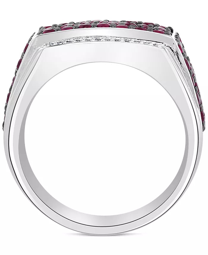 EFFYÂ® Men'S Ruby (2-1/2 Ct. T.W.) & Diamond (1/10 Ct. T.W.) Ring in Sterling Silver
