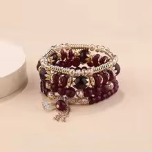 Bohemian Crystal Beaded Stretch Bracelet Set