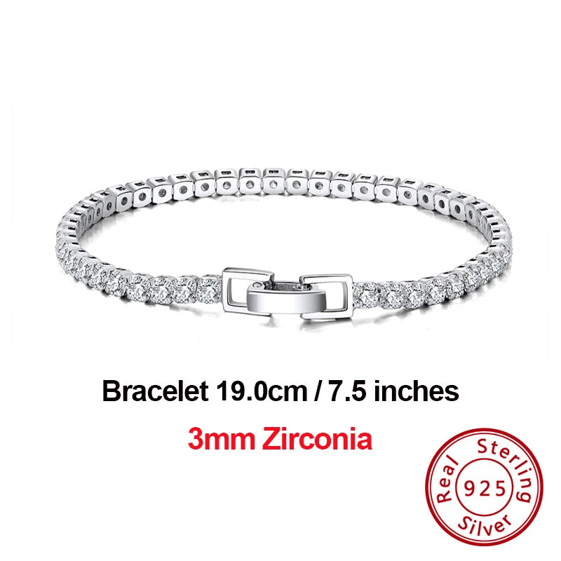 4Mm round Cut Tennis Bracelet in 925 Sterling Silver White Gold Woman Men Bracelets Bangle Jewelry Hand Chain SB94