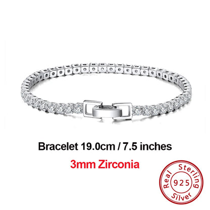 4Mm round Cut Tennis Bracelet in 925 Sterling Silver White Gold Woman Men Bracelets Bangle Jewelry Hand Chain SB94