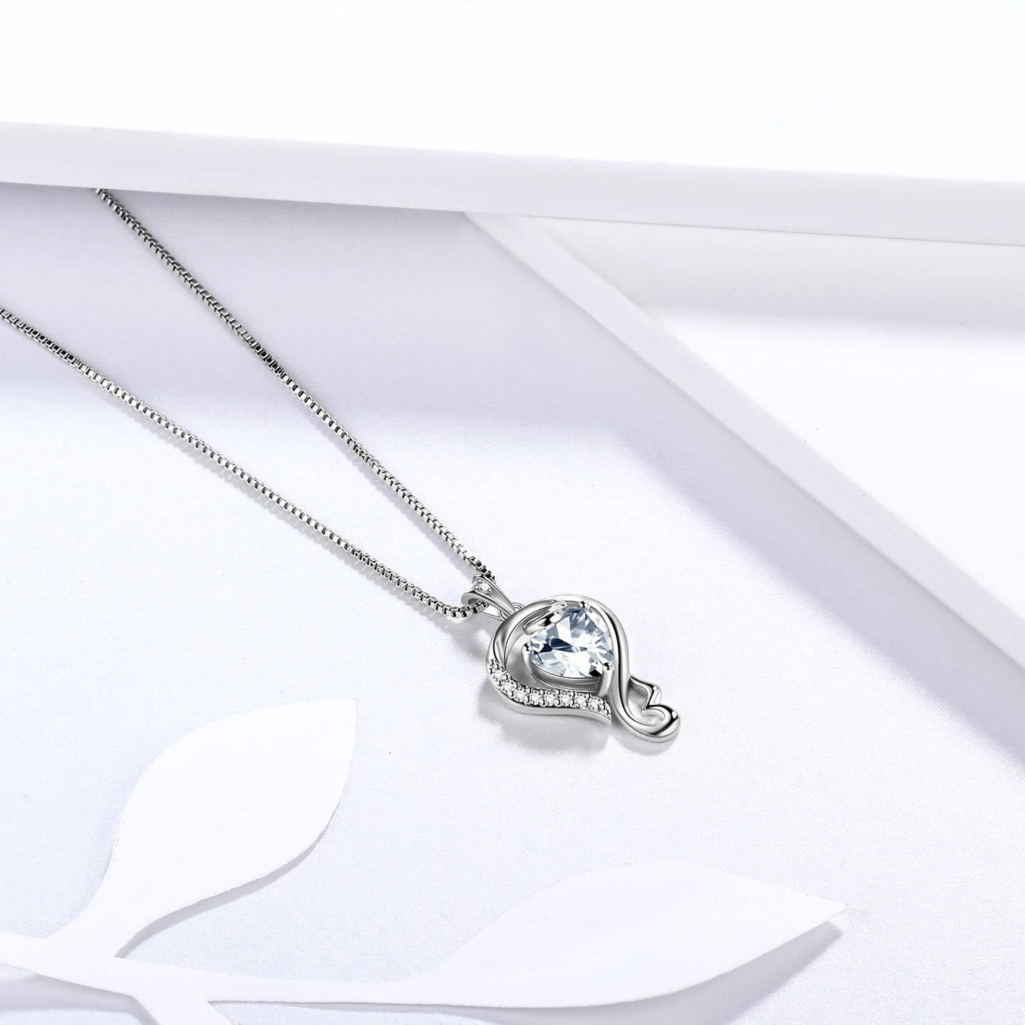 925 Sterling Silver Love Heart Necklace April Birthstone Pendant,Jewelry Birthday Christmas Valentine Mother'S Day Gifts for Women Mom