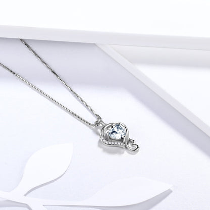 925 Sterling Silver Love Heart Necklace April Birthstone Pendant,Jewelry Birthday Christmas Valentine Mother'S Day Gifts for Women Mom