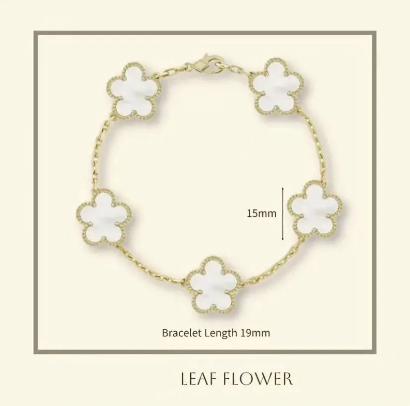 Clover Bracelet for Men and Women Jewelry Leaf Bracelets 18K Gold Silver Plate Agate Diamond Fashion Charm Chain Wedding Gift Party