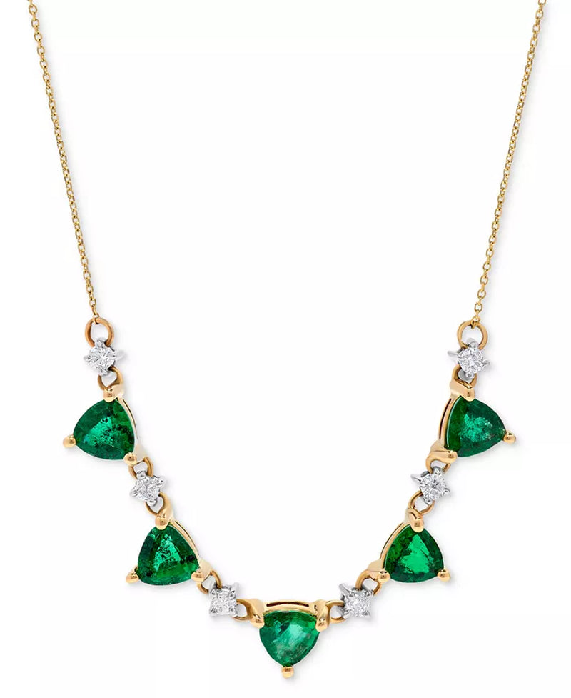 Emerald (2-1/2 Ct. T.W.) & Diamond (1/5 Ct. T.W.) 16" Statement Necklace in 14K Gold