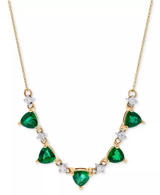 Emerald (2-1/2 Ct. T.W.) & Diamond (1/5 Ct. T.W.) 16" Statement Necklace in 14K Gold