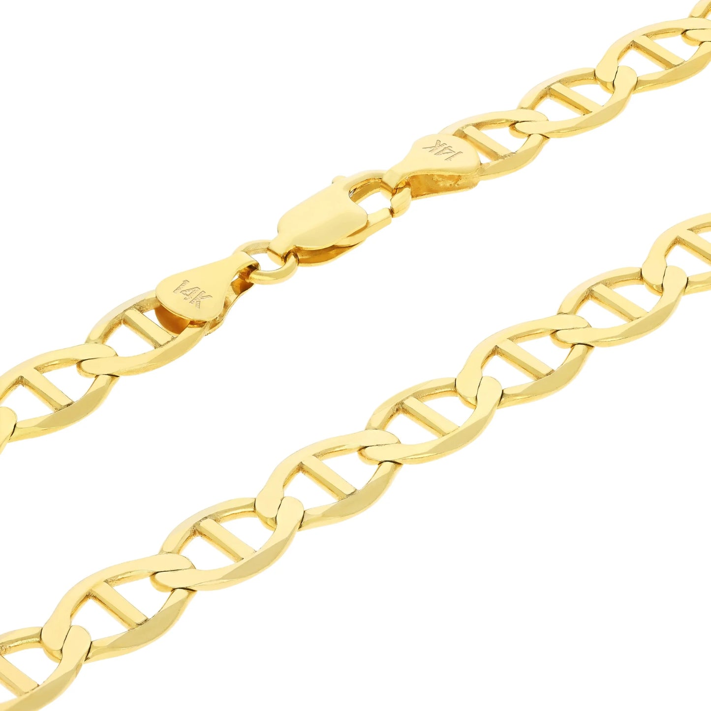 14K Real Yellow Gold Solid Mariner 6Mm Chain Anchor Link Bracelet (7"-9") Italian Jewelry for Men
