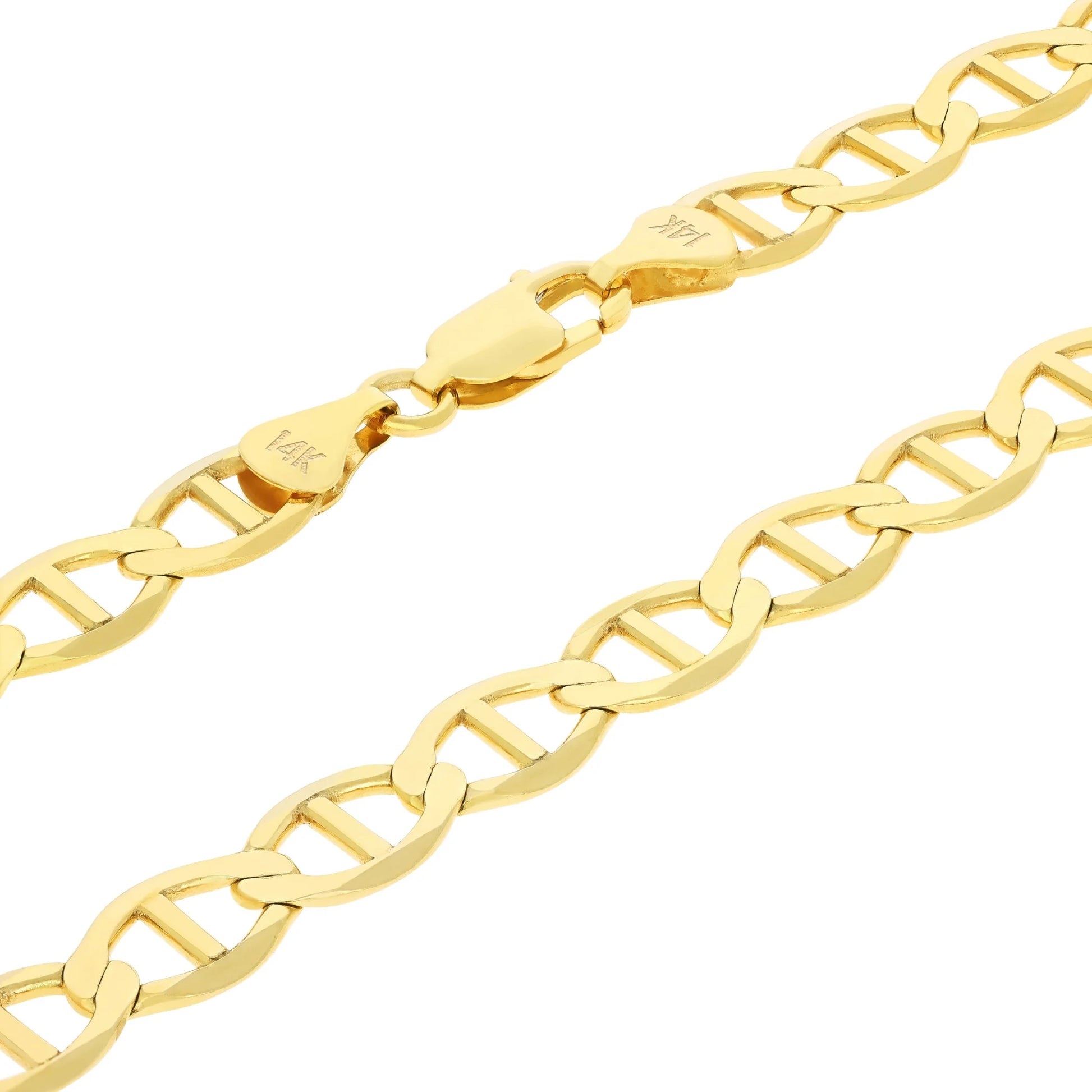 14K Real Yellow Gold Solid Mariner 6Mm Chain Anchor Link Bracelet (7"-9") Italian Jewelry for Men