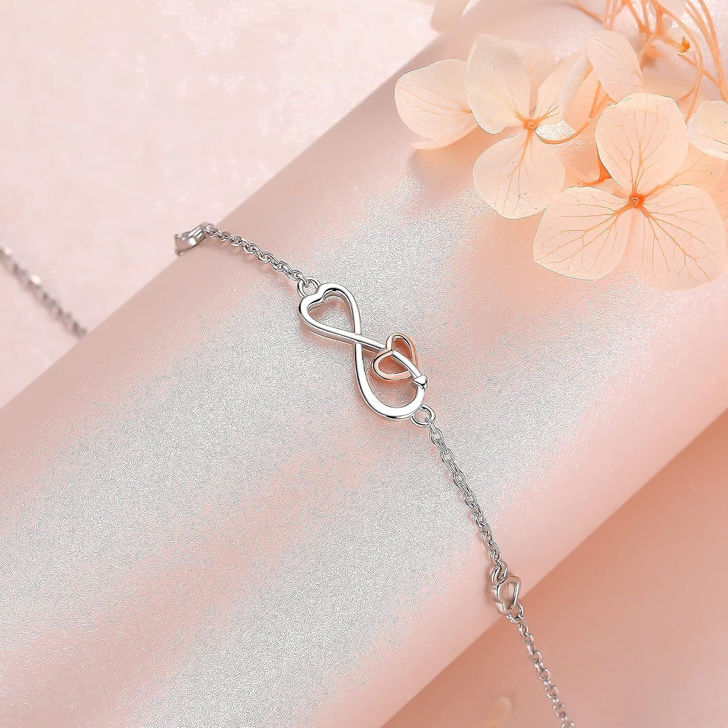Infinity Ankle Bracelets for Women Sterling Silver Love Heart/Rose Flower/Sunflower Anklets -Summer Beach Ankle Chain Jewelry Gifts for Mom Women Wife Girlfriend