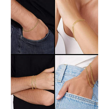 Gold Filled Chain Bracelet Collection - 14K Solid Yellow Gold Filled Miami Cuban Curb Link Chain Bracelets for Women and Men with Different Sizes (4.5Mm, 5.5Mm)