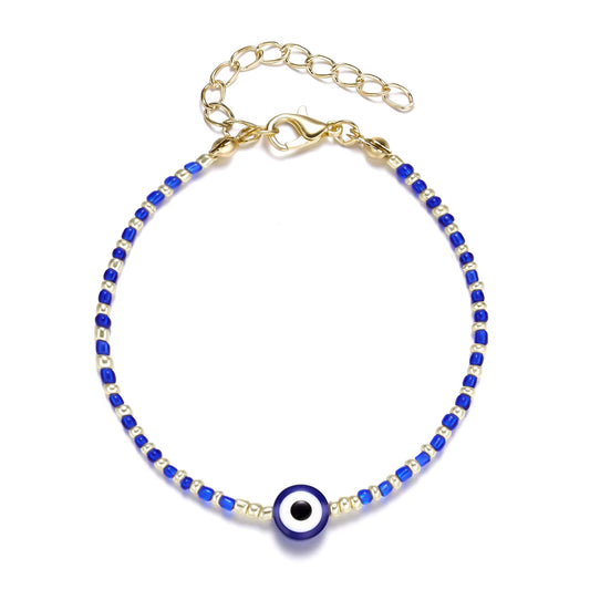 Turkish Lucky Evil Eye Bracelets Blue Evil Eye Bead Bracelet Men Women Handmade Lucky Jewelry Charm Bracelet Female Dropshipping