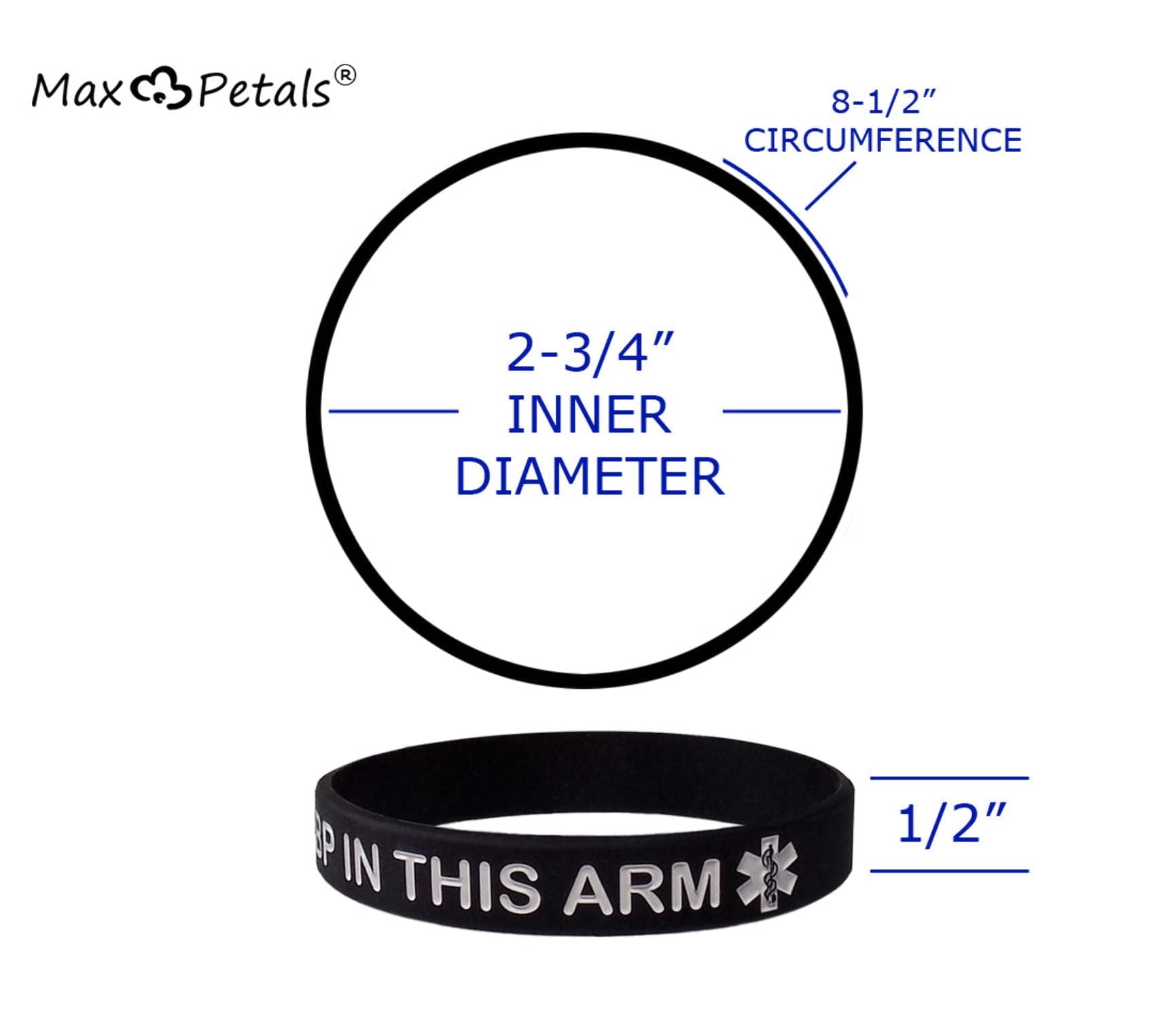 Extra Large 4 PACK - Lymphedema Alert "NO NEEDLES or BP THIS ARM" Wristbands