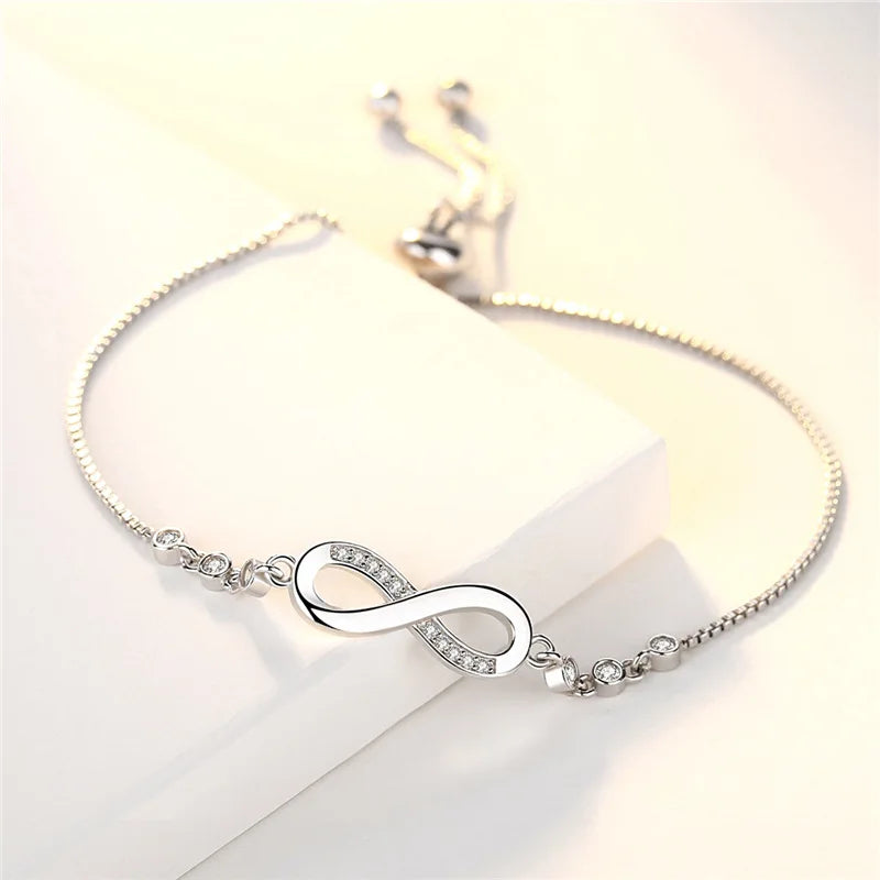 New Fine 925 Sterling Silver Pretty Crystal Bracelets for Women Fashion Jewelry Party Wedding Accessories Valentine'S Day Gifts
