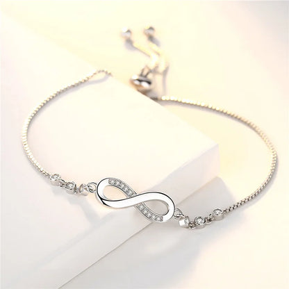 New Fine 925 Sterling Silver Pretty Crystal Bracelets for Women Fashion Jewelry Party Wedding Accessories Valentine'S Day Gifts