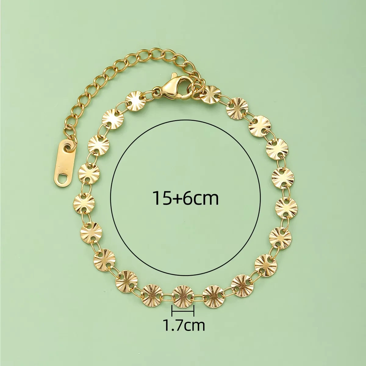 Popular Vintage Bracelet 18K Gold Plated Chain Stainless Steel Waterproof Handmade Disc round Bracelet for Women