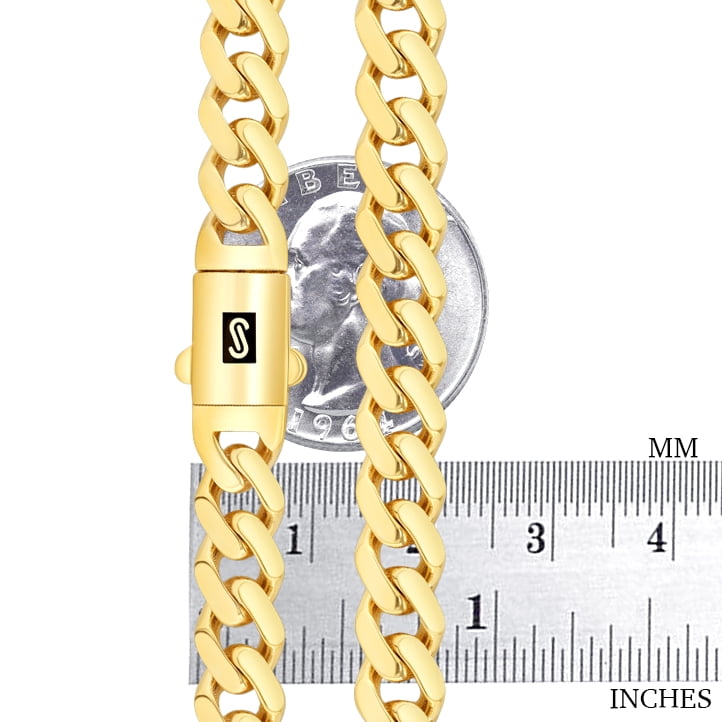 14K Real Yellow Gold Royal Monaco 7.5Mm Miami Cuban Link Bracelet (7"-9") Italian Jewelry for Men & Women