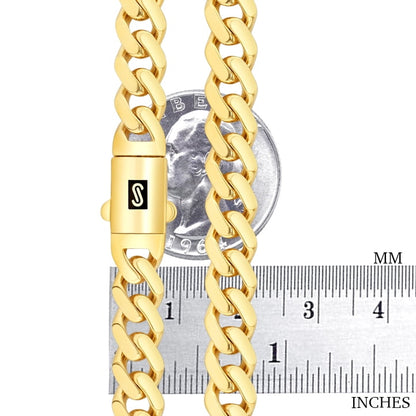 14K Real Yellow Gold Royal Monaco 7.5Mm Miami Cuban Link Bracelet (7"-9") Italian Jewelry for Men & Women