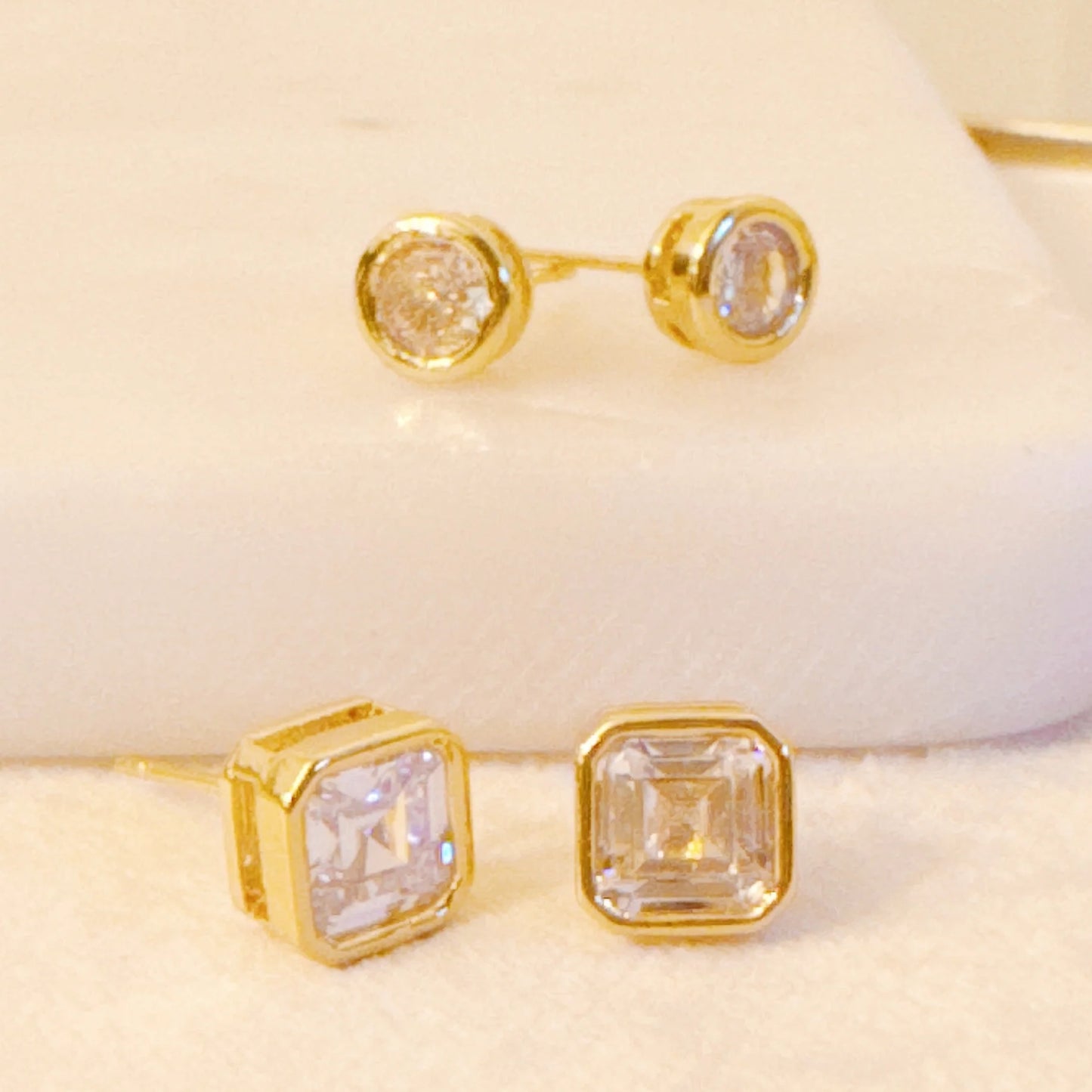 Bella Bezel Stud Earrings Set of 2