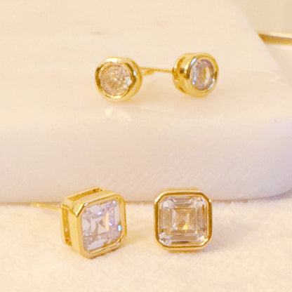 Bella Bezel Stud Earrings Set of 2