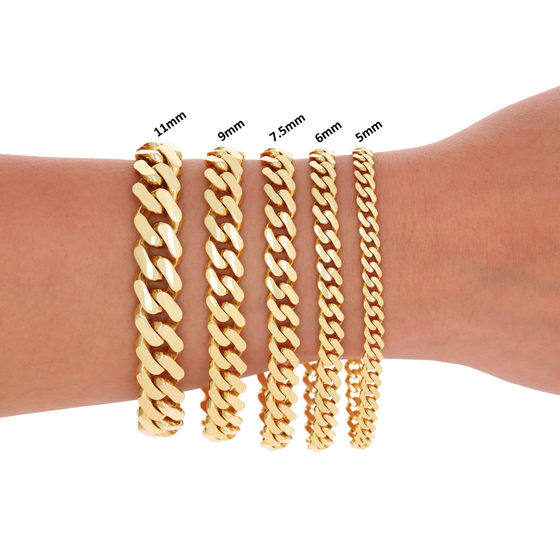 14K Real Yellow Gold Royal Monaco Miami Cuban Link Bracelet 7"-9" (5Mm-17Mm) Italian Jewelry for Men & Women