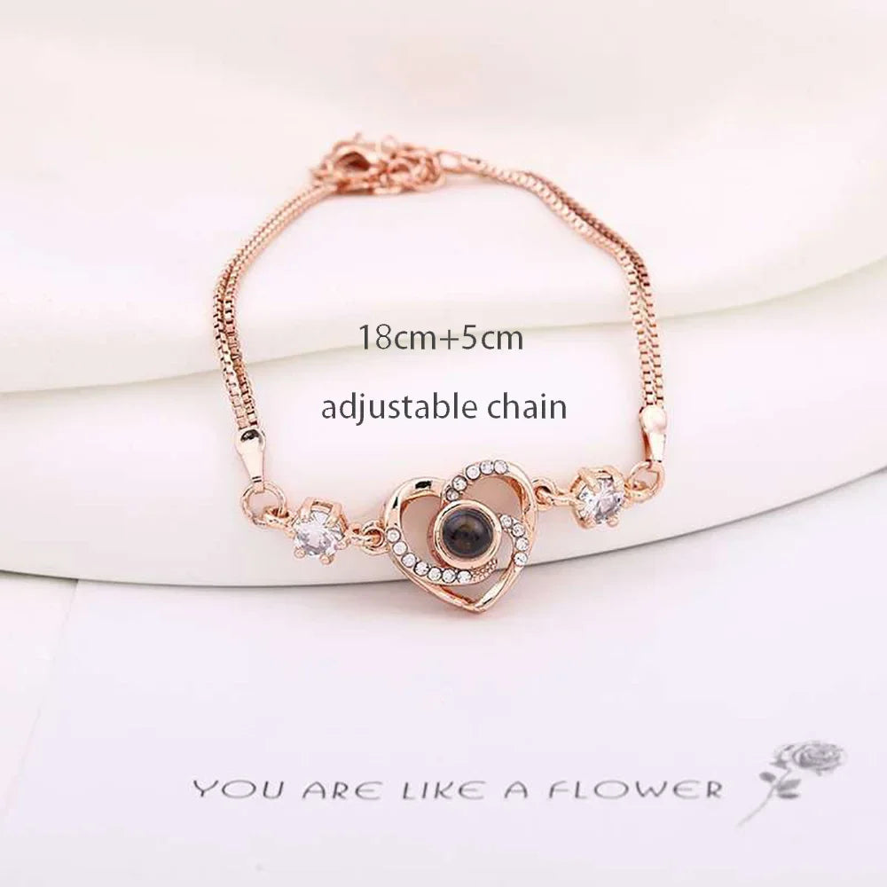 100 Languages I Love You Bracelet Heart Wedding Romantic I Love You Projection Bracelets for Women Lady Girl Friend Gifts