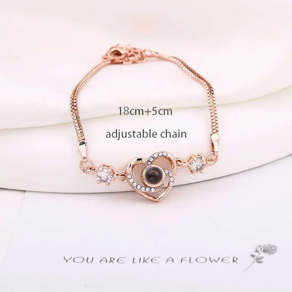 100 Languages I Love You Bracelet Heart Wedding Romantic I Love You Projection Bracelets for Women Lady Girl Friend Gifts