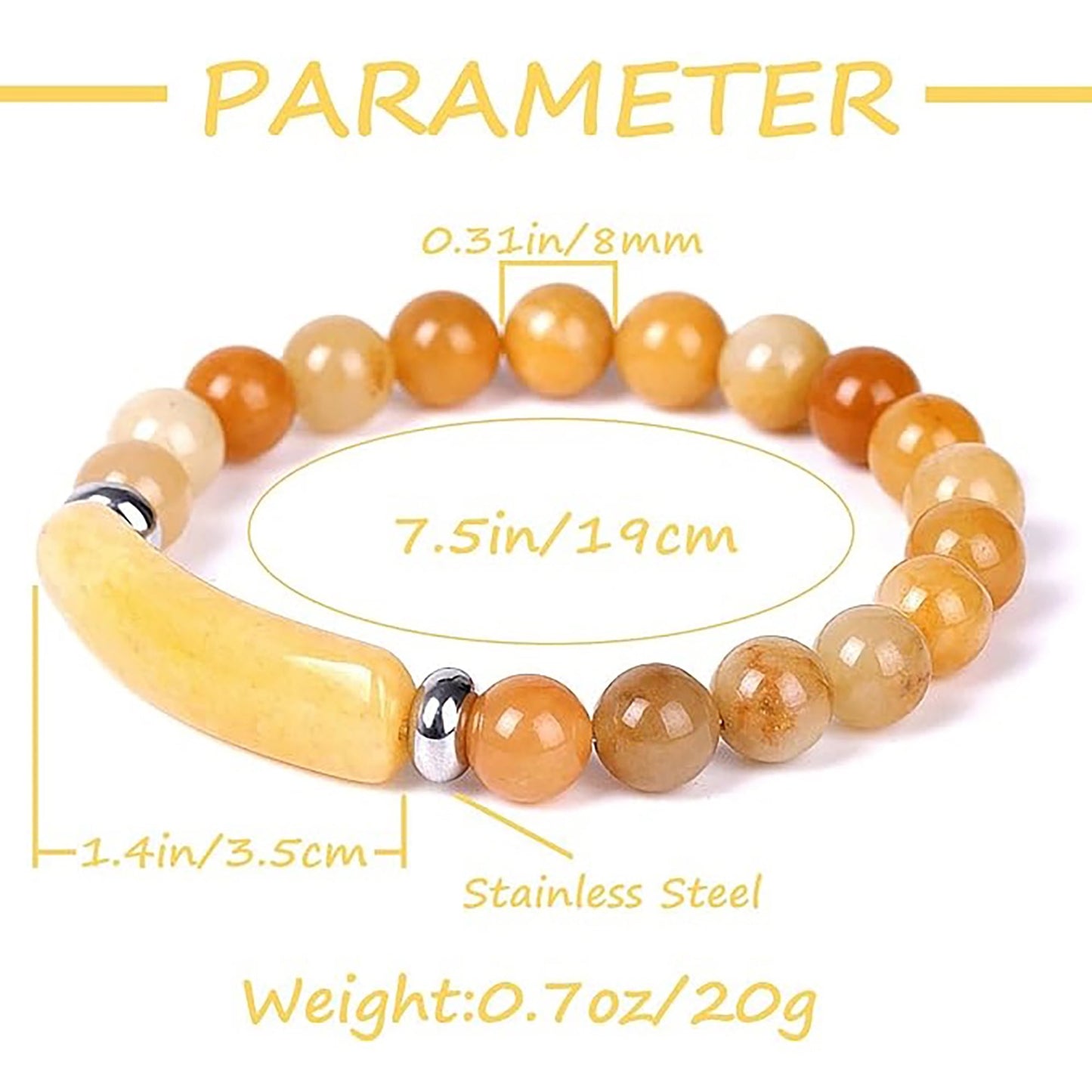 8Mm Yellow Topaz Stretch Bracelet Crystal Handmade Bracelet Gifts for Women