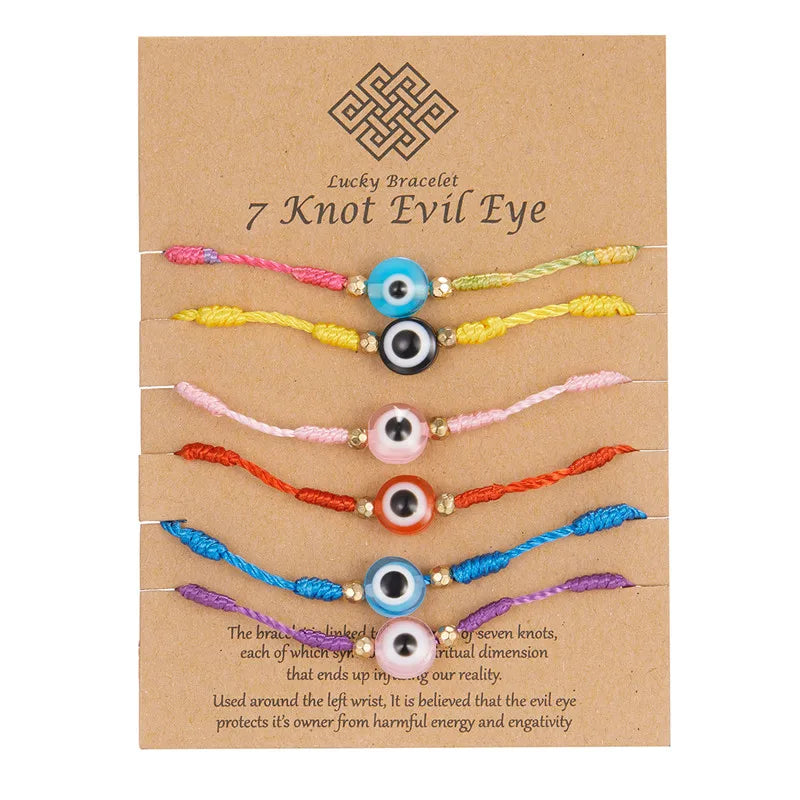 6Pcs/Set Handmade Turkish Lucky Evil Eye Bracelets for Women Men Blue Eyes Braided Red Rope Lucky Bracelet Friendship Jewelry